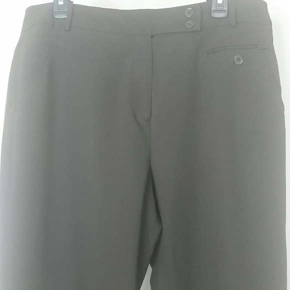 Larry Levine Pants Stretch Dark brown straight leg button pockets - Picture 1 of 5